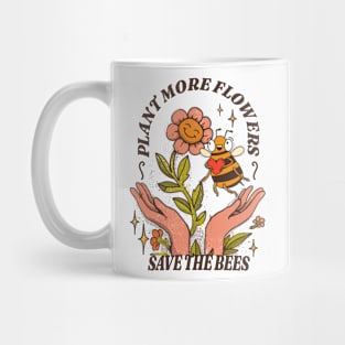 Retro Floral Honeycomb Bee Lover Art Mug